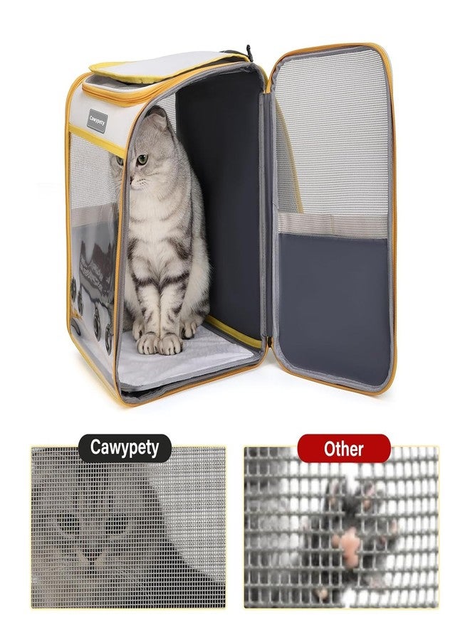 Onomie Cat Backpack Carrier, Breathable Cat Carrier Large Space Bubble Pet Backpack for Kitty Small Dog up to 15lbs, Transparent & Foldable Pet Carrier for Travel Hiking (Yellow and Beige) - Image 3
